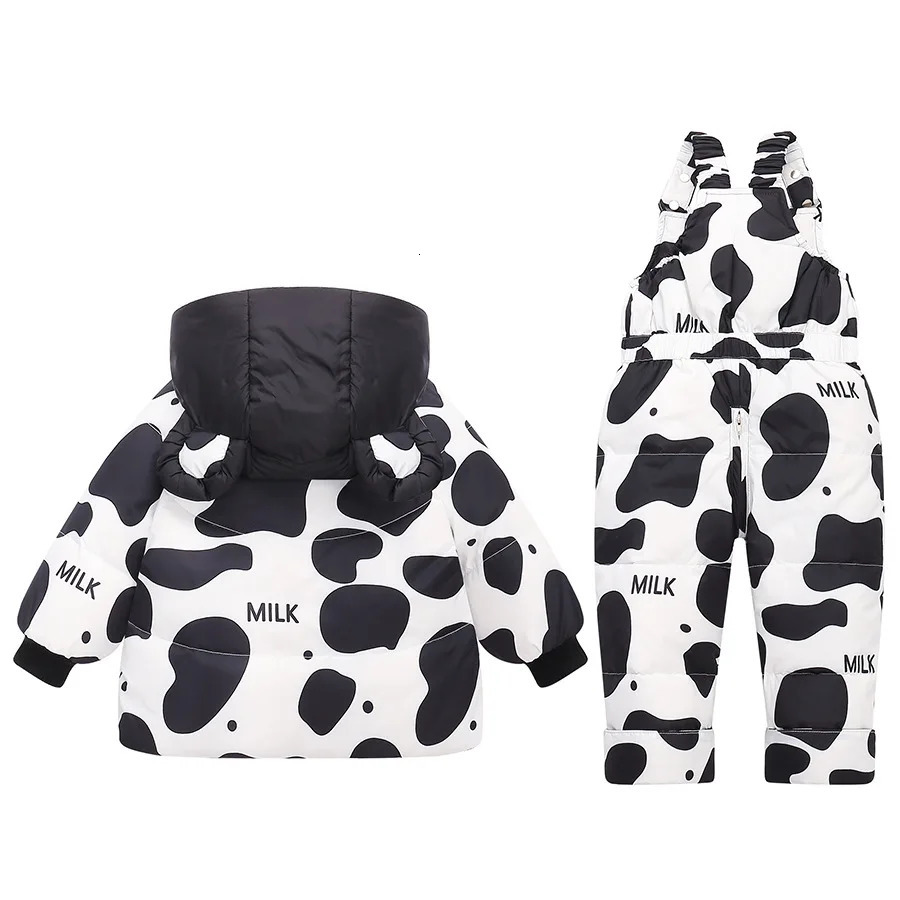 Korean Winter Baby Girl Down Jacket 2PCS Clothes Set Cartoon Frog Coat Infant Overalls Jumpsuit Toddler Snowsuit 231220