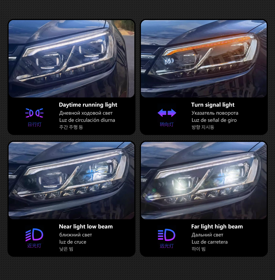 Car Headlights For VW Touareg 2011-20 15 LED Head Lamps LED light Source Daytime Running Lights Dynamic Turn