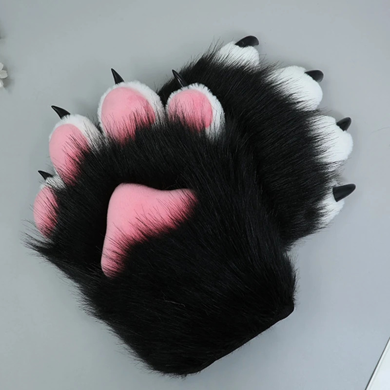 2 Pcs Cartoon Plush Cat Cosplay Costume Nails Claws Gloves Furry Hand Paw Anime Mittens for Story Telling 231220