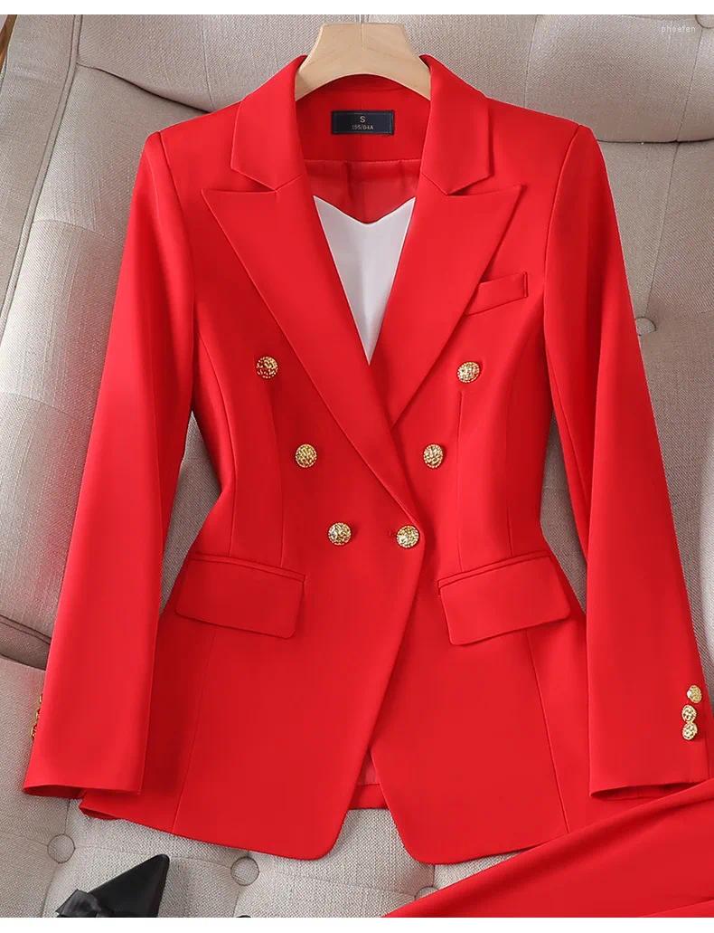 Women's Suits 2025 Designer Jacket Classic Double Breasted Business Suit Fashion Temperament Metal Lion Button Blazer Outer Size S-4Xl