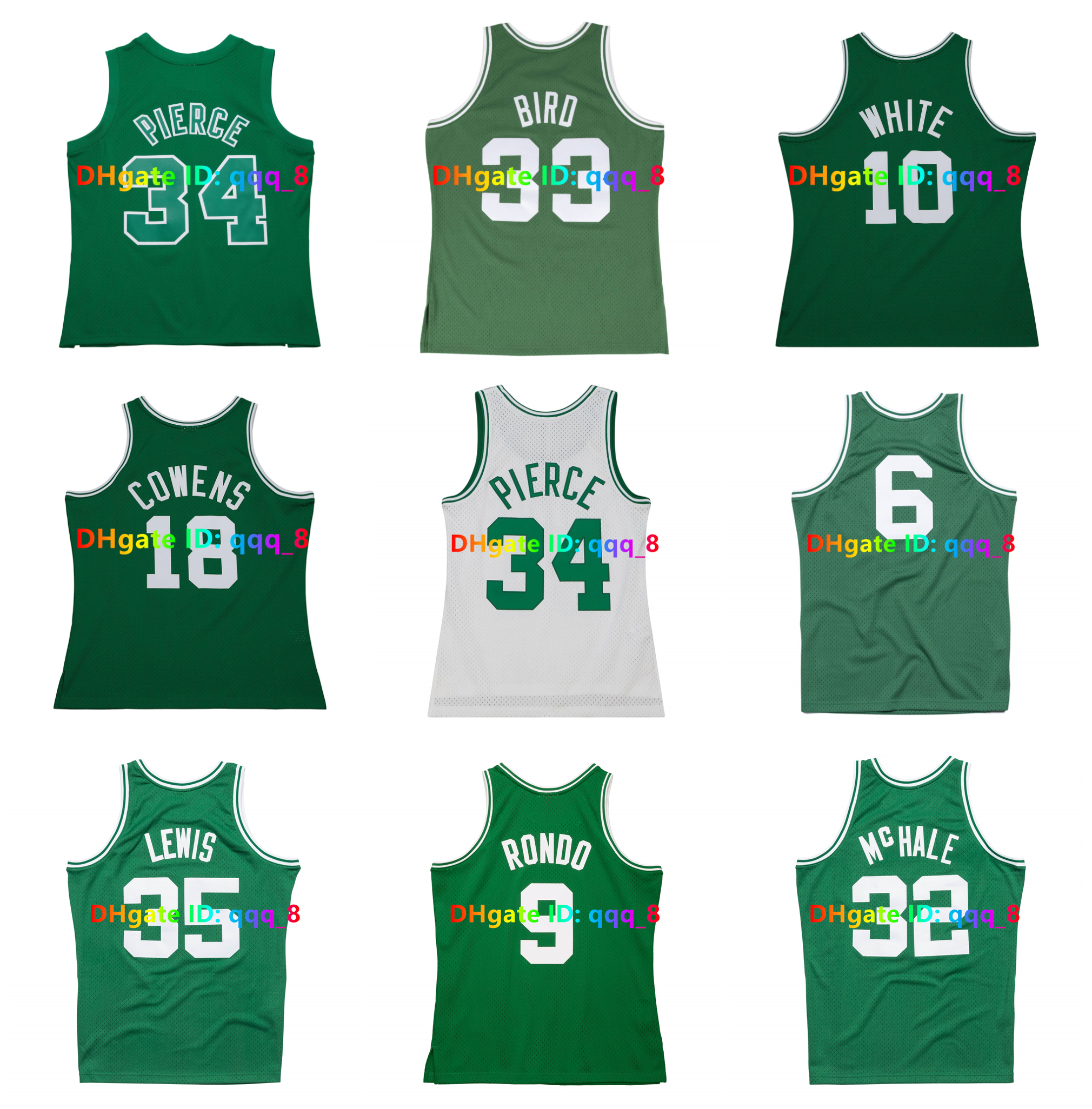 Kevin McHale Rajon Rondo Celtices Stitched Retro Basketball Jersey BILL 6 RUSSELL LARRY 33 BIRD Kevin Garnett Paul Pierce Reggie Lewis Size S-XXXL