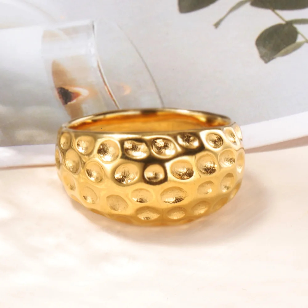 Gothic Multi Concave Spots Engagement Rings For Women Girls Fashion 316l Stainless Steel Men Jewelry Friend Gift 231220