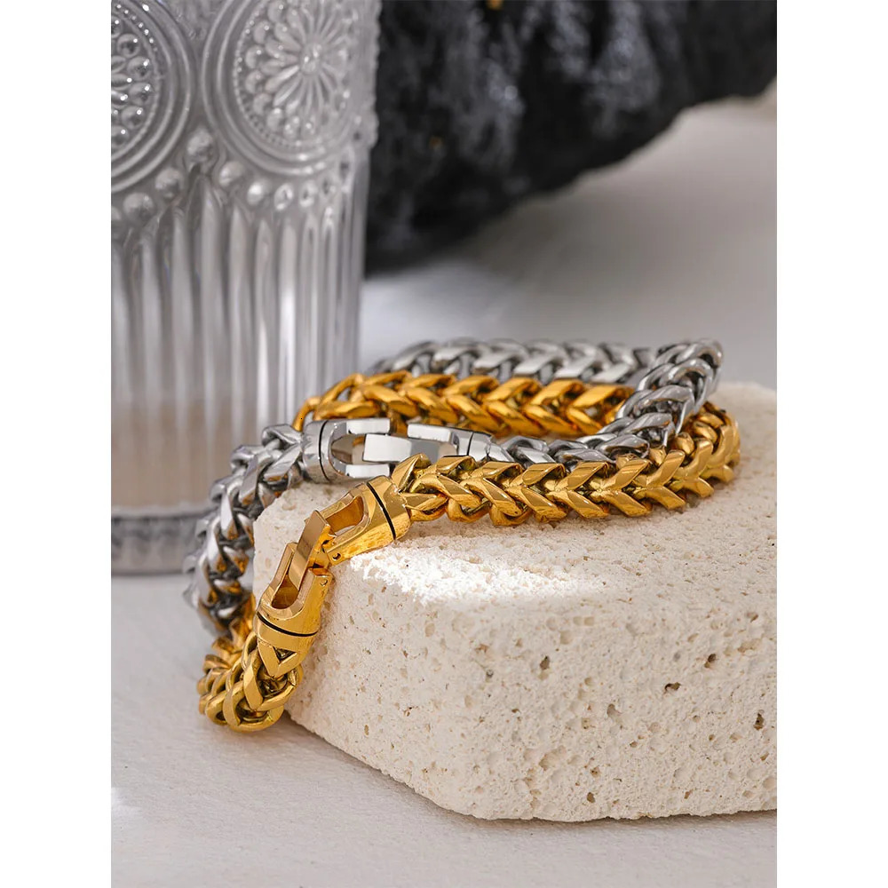 Yhpup Size 2358mm High Quality Stainless Steel Round Cuban Chain Men Bracelet Bangle Fashion Thick Textured Jewelry Rust Proof 231221
