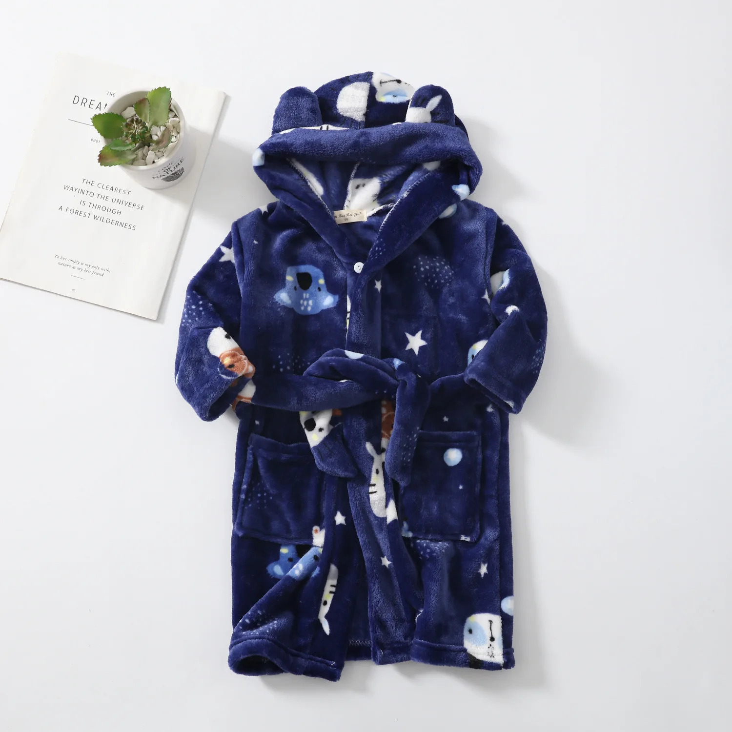 Winter Christmas Bath Robe For Girls Pajamas Animal Hooded Robes Children Dressing Gown Boys Sleepwear Kids Bathrobe 6 8 10 12Y 231221