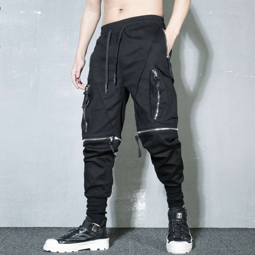 Detachable Multi-pocket Cargo Pants Men Haruku Hip Hop Streetwear Joggers Trousers Man Elastic Waist Techwear WB377