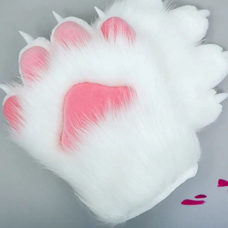 2 Pcs Cartoon Plush Cat Cosplay Costume Nails Claws Gloves Furry Hand Paw Anime Mittens for Story Telling 231220