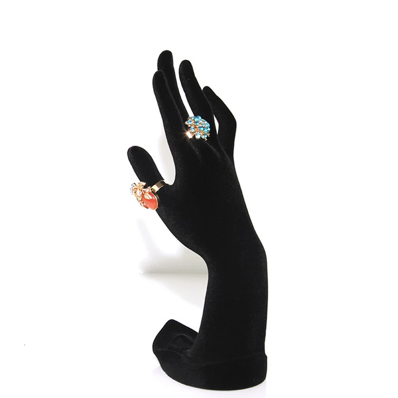 Upscale Black Velvet Jewelry Set Display Stand Holder Mannequin Arm Model Rack For Ring Earring Watch Bracelet Necklace Pendant 231220
