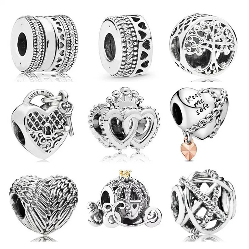 925 Silver Original European Fashion Charm Life Tree, Wings, Pumpkin Car Suitable for Bracelet DIY Women's Jewelry Free Shipping