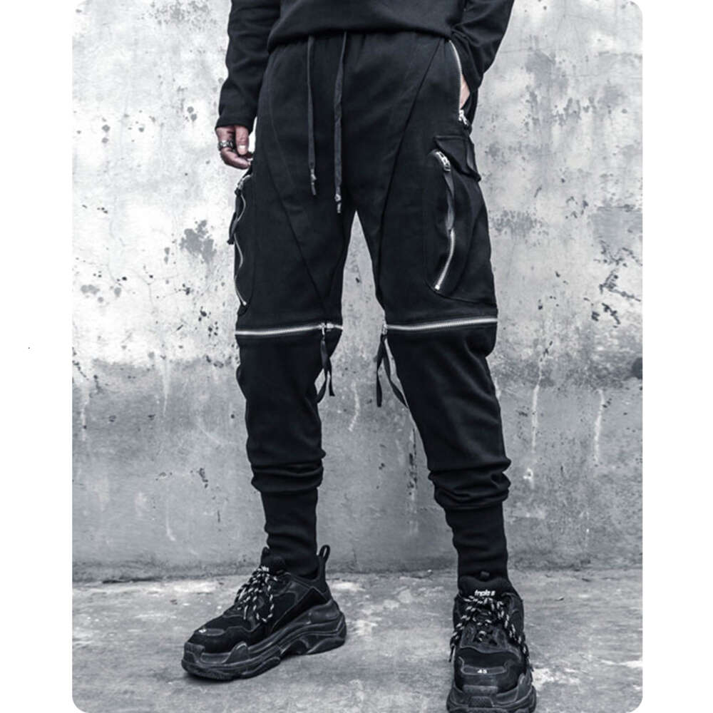 New Pocket Beam Foot Loose Knees More Zipper Overalls Male Function Haroun Pants, Leisure Trousers