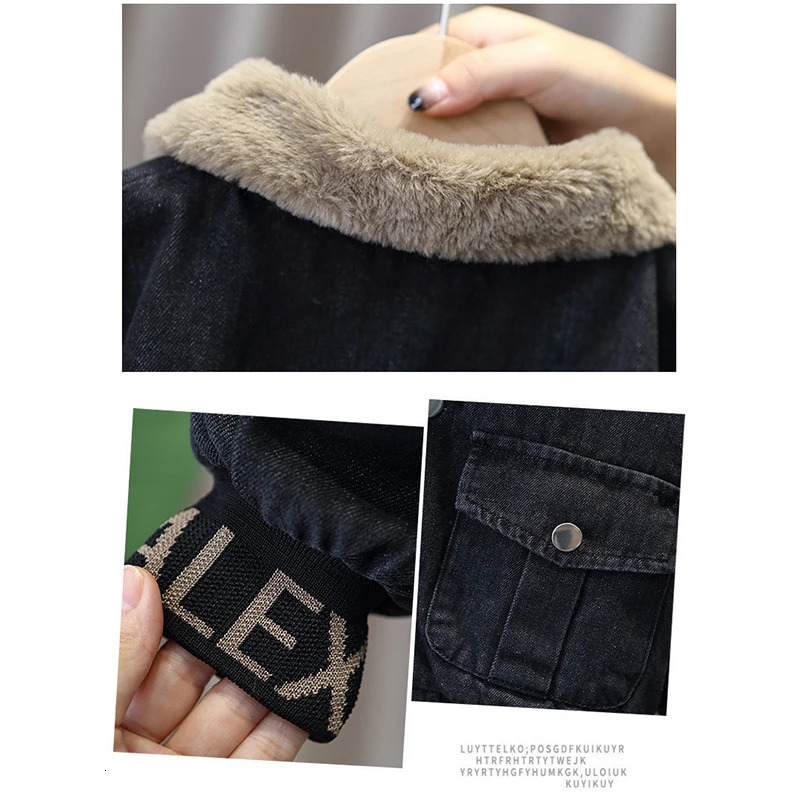 212Y Winter Childrens Set Boys Plush Thickened Warm Jackets and Pants Two piece Baby Loose Fashion Wear 231220