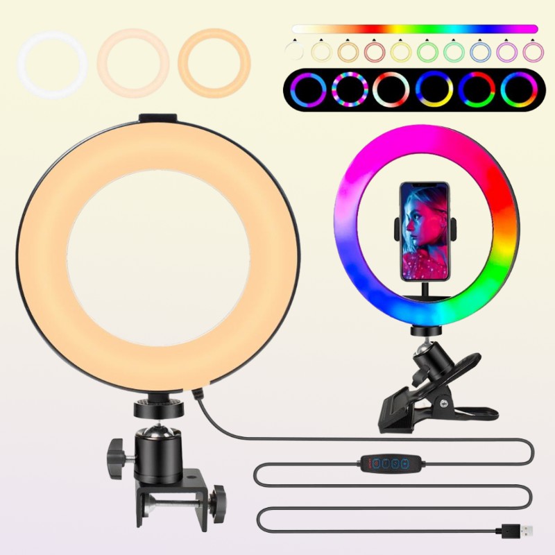 Lighting Portable Selfie Light for Laptop Computer with Clamp Mount Desk Usb Led Ring Lamp Video Pography Conference Lighting K