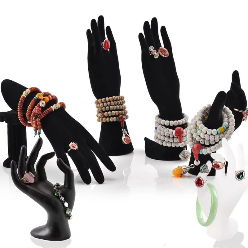Upscale Black Velvet Jewelry Set Display Stand Holder Mannequin Arm Model Rack For Ring Earring Watch Bracelet Necklace Pendant 231220