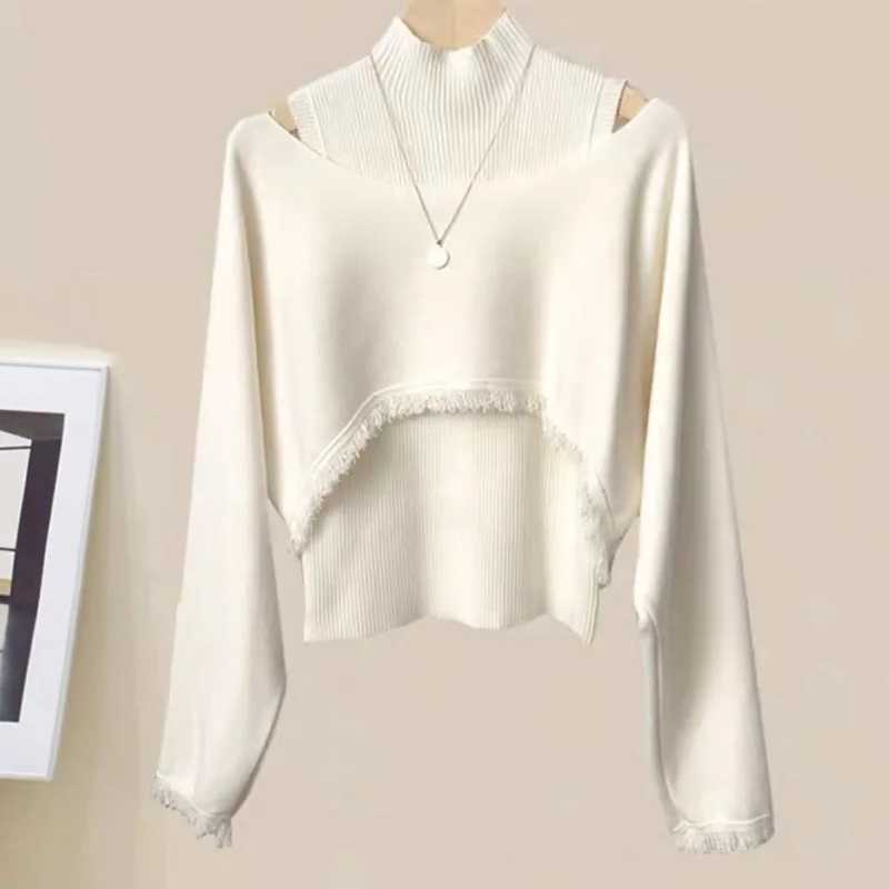 Two Piece Dress 2023 Autumn Winter Skirt Sets For Women Outfits Korean Casual Knitwears Pullover Sweater And High Waist Skirts Two Piece SetsL231026