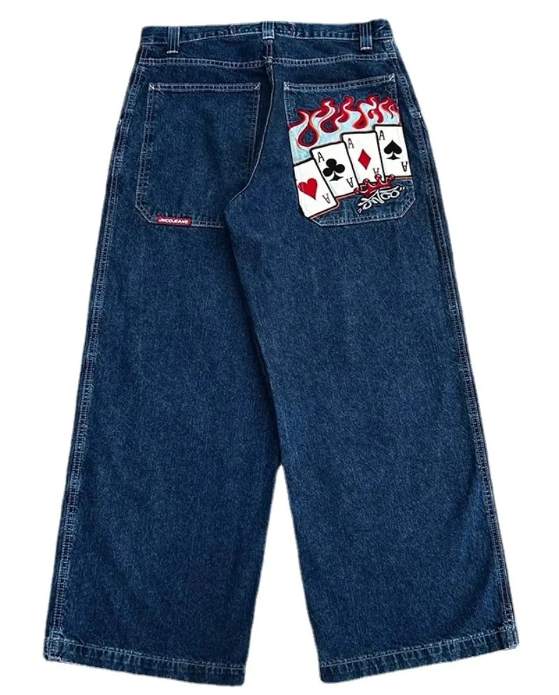 JNCO vintage Jeans Y2K Harajuku Embroider Graphic Hip Hop Streetwear Gothic Men women Baggy Jeans Casual fashion wide leg jeans 231220