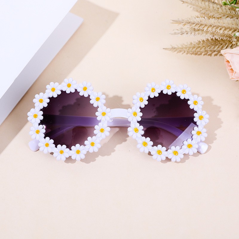 kids sunglasses round flower Fashion Sun glass girls boys sport shades outdoor sun eyewear 6 Colors daisy shaped UV400 resistant suneyewears