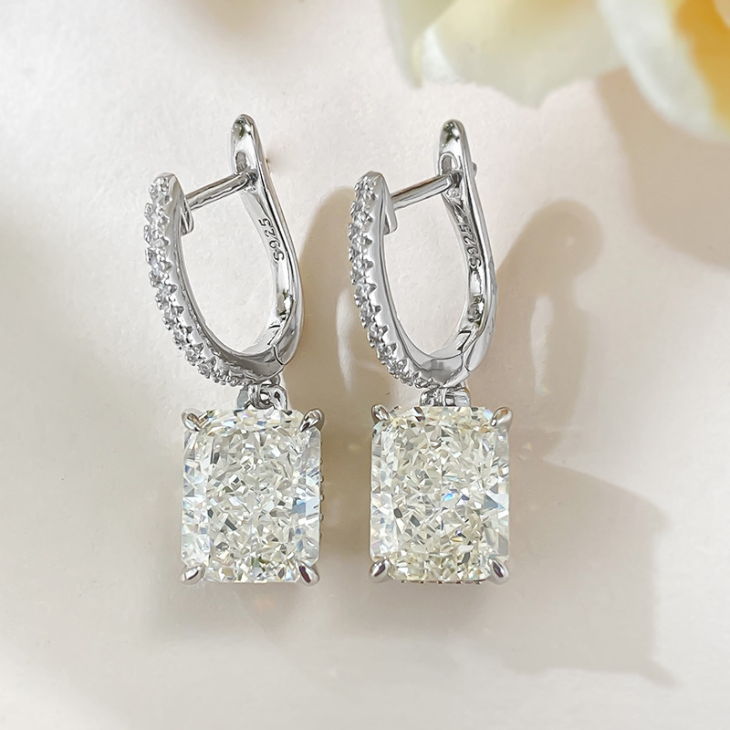 Sterg Sier Moissanite White Gemstones Eternity Dangle Earrings for Women