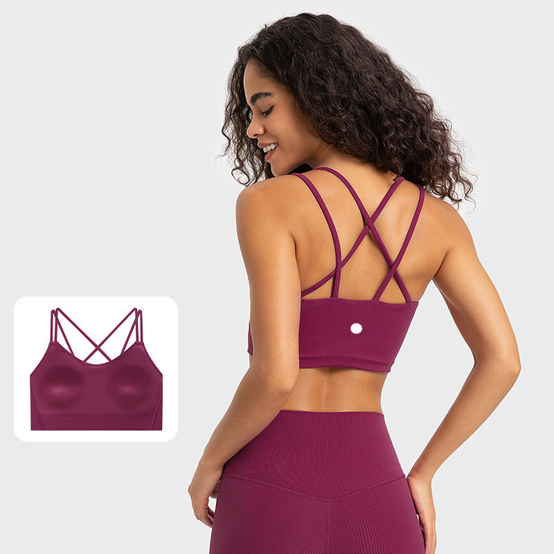 LM366 Women Yoga Bra Tops Cew Neck Fintness Ribber Tank Vest Skinfriendly Workout Breathble Crisscross Quick Dry Top Female DW366