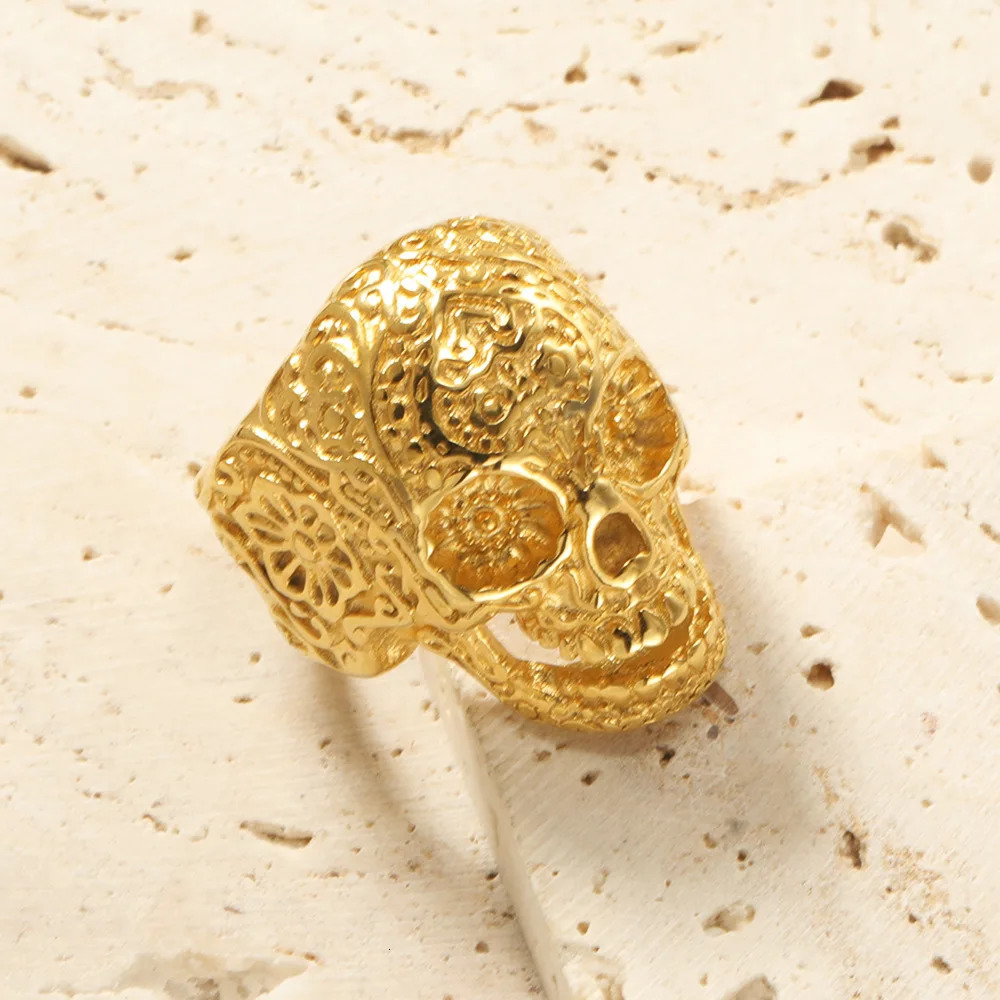 Gothic Skeleton Skull Male Rings For Men Women Personality Punk Stainless Steel Jewelry Fashion Accessories Gifts 231220