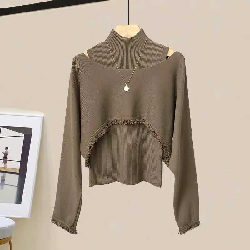 Two Piece Dress 2023 Autumn Winter Skirt Sets For Women Outfits Korean Casual Knitwears Pullover Sweater And High Waist Skirts Two Piece SetsL231026