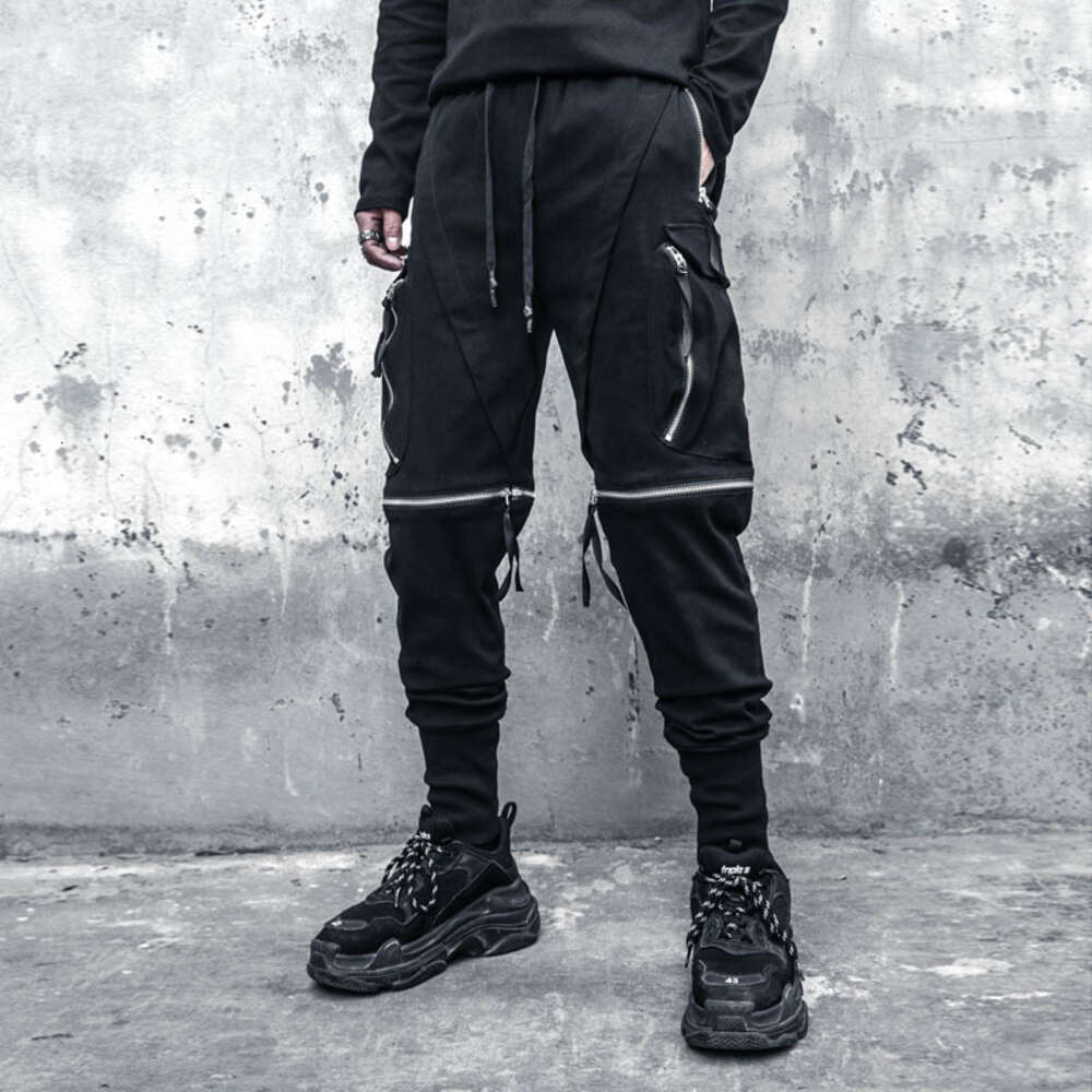 New Pocket Beam Foot Loose Knees More Zipper Overalls Male Function Haroun Pants, Leisure Trousers