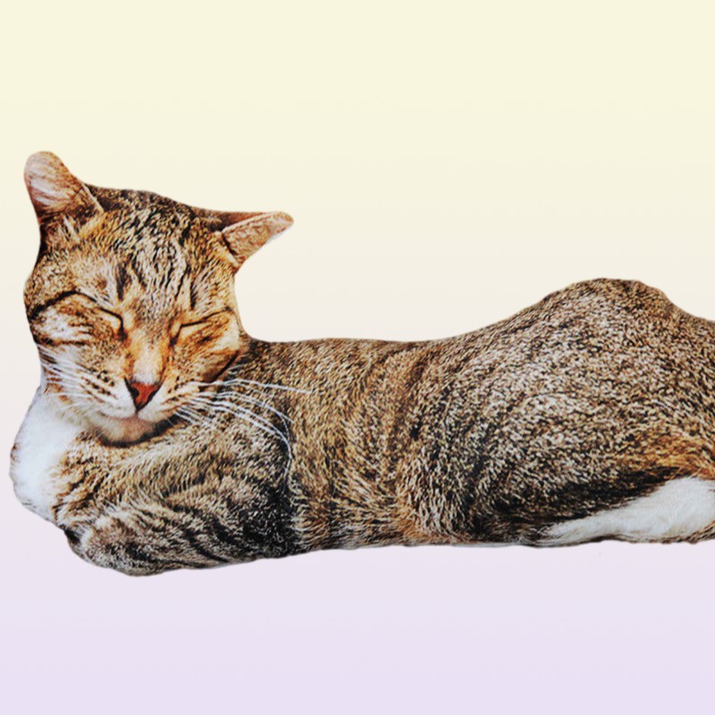 50cm lifelike plush cat pillow stuffed 3D print animal cat throw pillow home decoration gift for car people 220304