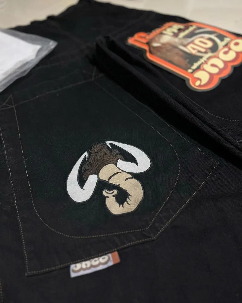 JNCO Y2K men clothing baggy jeans Hip Hop Harajuku American vintage streetwear Embroidery Graphics Fashion Goth wide leg jeans 231220