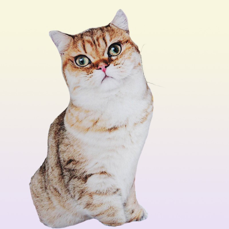 50cm lifelike plush cat pillow stuffed 3D print animal cat throw pillow home decoration gift for car people 220304