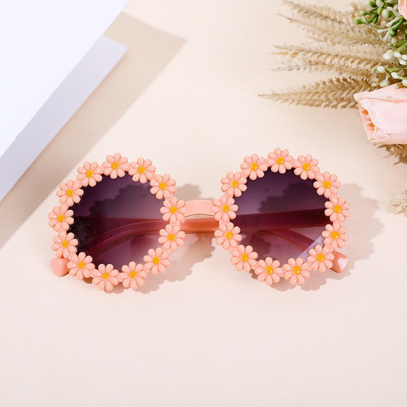 kids sunglasses round flower Fashion Sun glass girls boys sport shades outdoor sun eyewear 6 Colors daisy shaped UV400 resistant suneyewears