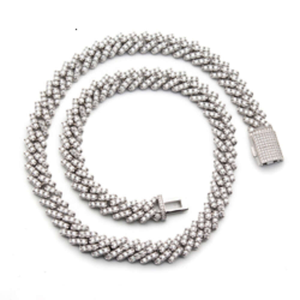 Customized 10mm 925 Sterling Silver Hip Hop Iced Out Jewelry One Row Vvs Moissanite Cuban Link Chain