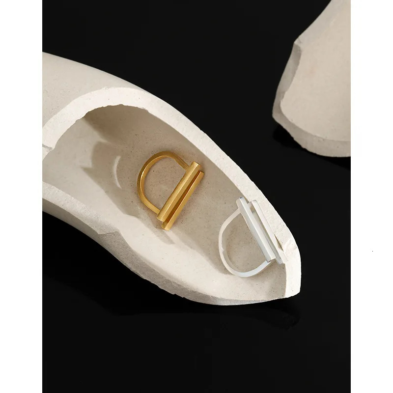 FINS Minimalist Geometric Double Strip Textured S925 Sterling Silver Ring Abstract Bar Index Finger Rings for Women Men 231220