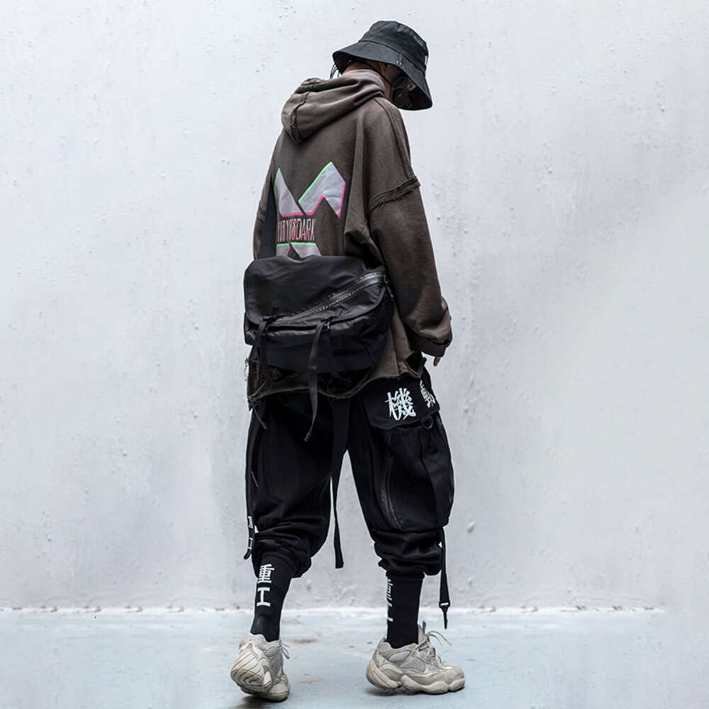 Big Bag Overalls Ribbon Male Function Tooling Women/men's Clothes Haruku Hiphop Cargo Pants Jogger Leggings Oversized Lover
