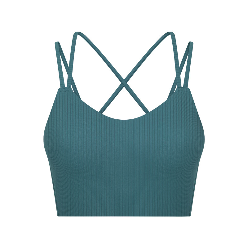 LM366 Women Yoga Bra Tops Cew Neck Fintness Ribber Tank Vest Skinfriendly Workout Breathble Crisscross Quick Dry Top Female DW366