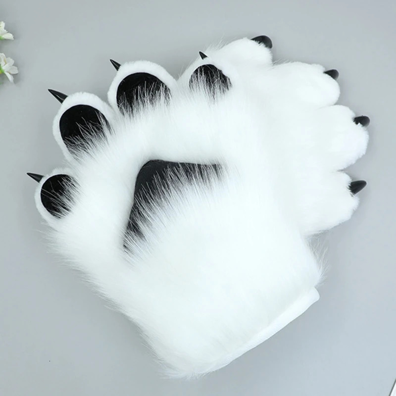 2 Pcs Cartoon Plush Cat Cosplay Costume Nails Claws Gloves Furry Hand Paw Anime Mittens for Story Telling 231220