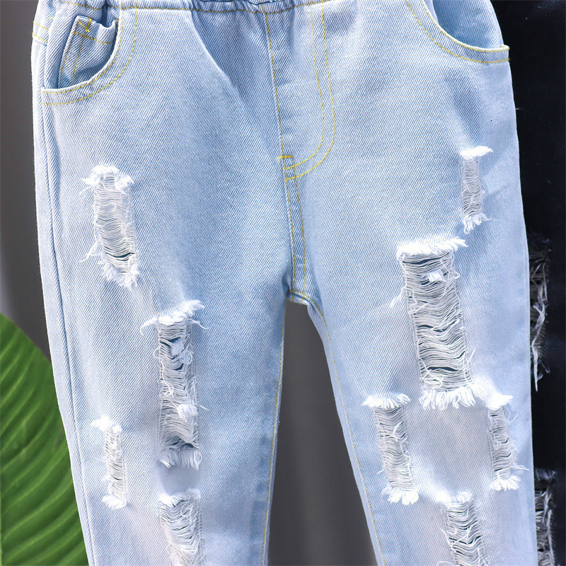 Spring and Summer Autumn Baby / Toddler Fashion Ripped Jeans Bottoms for Boy Girl Kids Clothes 210528