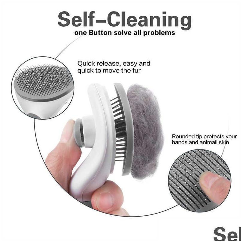 Grooming Dog Pet Comb Stainle Steel Needle And Cat Hair Removal Ating Cleaning Beauty Skin Care Bruh Drop Delivery Home Garden Dh4j