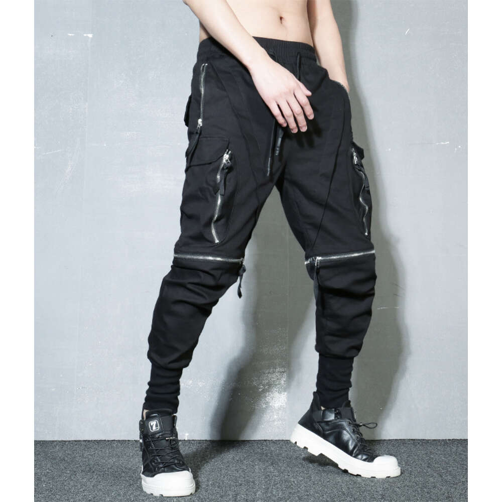 Detachable Multi-pocket Cargo Pants Men Haruku Hip Hop Streetwear Joggers Trousers Man Elastic Waist Techwear WB377