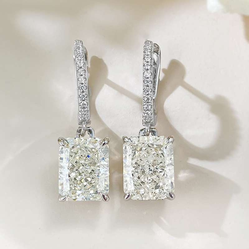 Sterg Sier Moissanite White Gemstones Eternity Dangle Earrings for Women