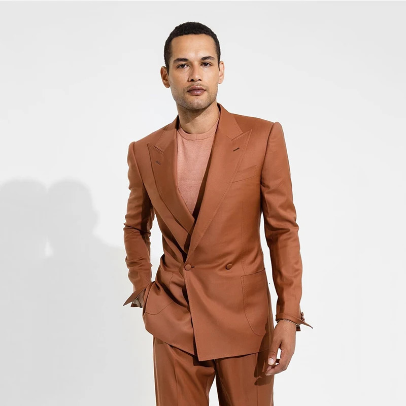 Men's Double Breasted Buttons Lapel Tuxedo 2 Pieces Jacket Pants Suit for Formal Party Prom Business 231220