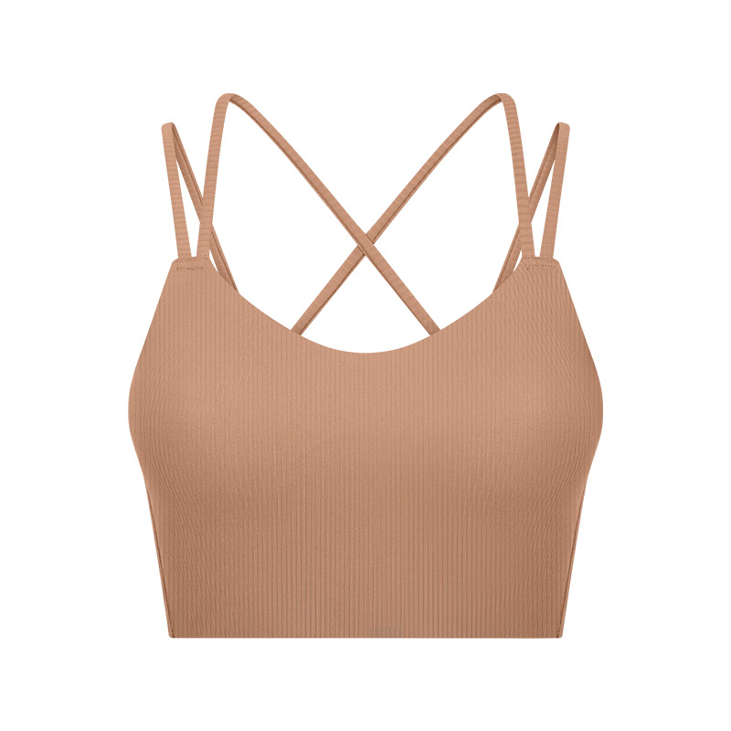 LM366 Women Yoga Bra Tops Cew Neck Fintness Ribber Tank Vest Skinfriendly Workout Breathble Crisscross Quick Dry Top Female DW366