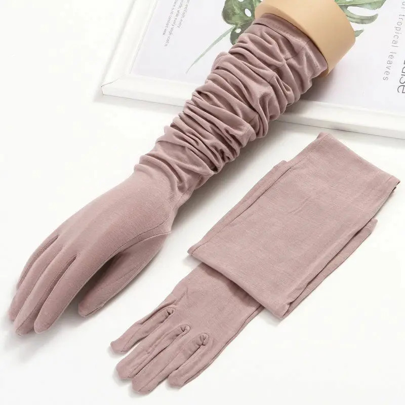 Women Driving Long Gloves UV Protection Full Arm Sleeves For Womens Ladies Touch Screen Spring Summer Purple Gray 231220