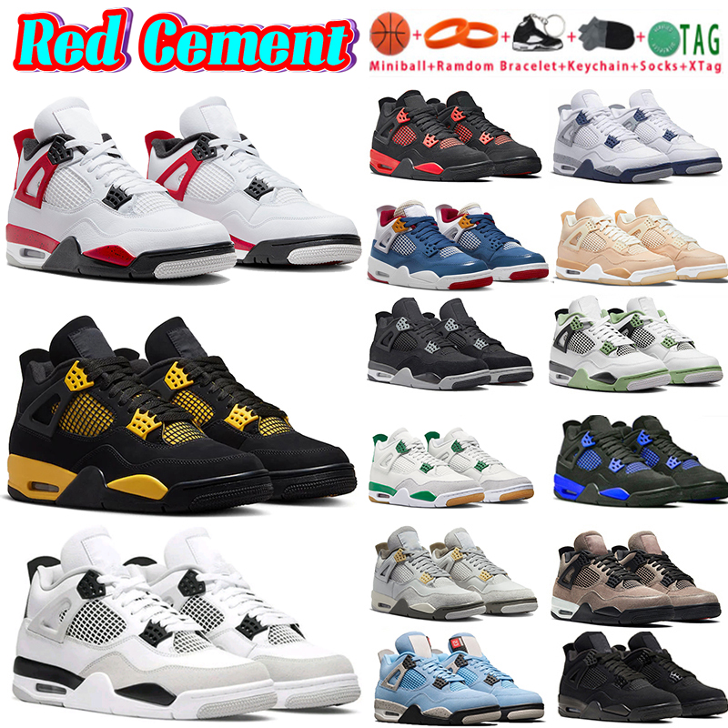 Red cement 4 Mens basketball shoes 4s thunder Military Black cat Frozen Moments pine green seafoam midnight navy university blue messy womens sneakers men trainers