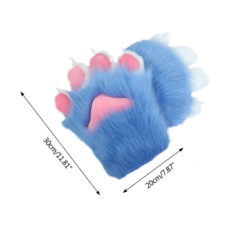 652F 2 Pcs Plush for Cat Cosplay Costume Nails Claws Gloves Furry Hand Paw 231220