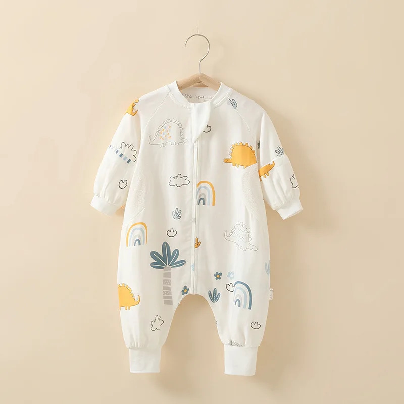 Baby Clothes Sleeping Romper Cotton Pajamas Bamboo Fiber Zipper Detachable Long Sleeve Kids Boy Girls Nighty 231220