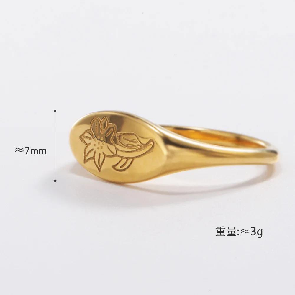 Retro 7mm Width Flower Wedding Rings For Men Womnen Rock Gothic Gold Color Stainless Steel Couple Jewelry Vintage Accessories 231220