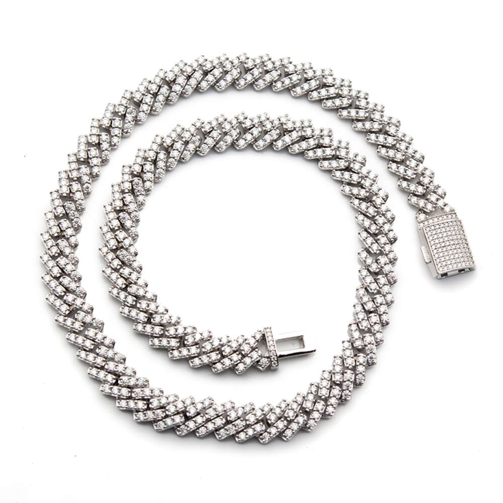 Customized 10mm 925 Sterling Silver Hip Hop Iced Out Jewelry One Row Vvs Moissanite Cuban Link Chain