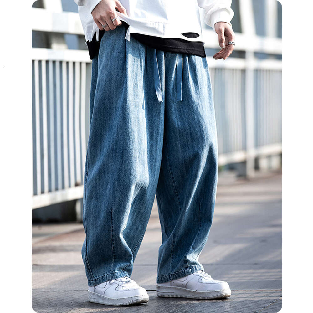 Unisex Haruku Four Seasons Streetwear Men's Clothes Jeans Loose Hiphop Oversize Washed Old Wide Straight Leg Pants Japanese