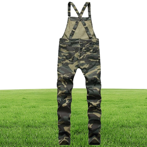 Men's Jeans Big Pocket Camouflage Printed Denim Bib Overalls Jumpsuits Army Green Working Clothing Coveralls Fashion Casual1326773