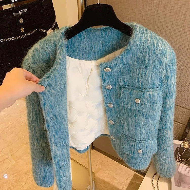 KUSAHIKI Elegant Fashion Coat 2023 Winter Down Jackets Korean O neck Single Breasted Short Cardigan Outwear Top 231220