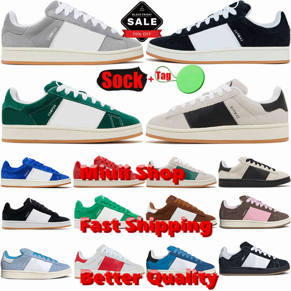with box Campus 00S Designer Casual Shoes For Men Women Classic OG Plate-forme Leather Suede Flat Sneakers Dark Green Gum Black Grey Green Mens Luxury 00 Trainers