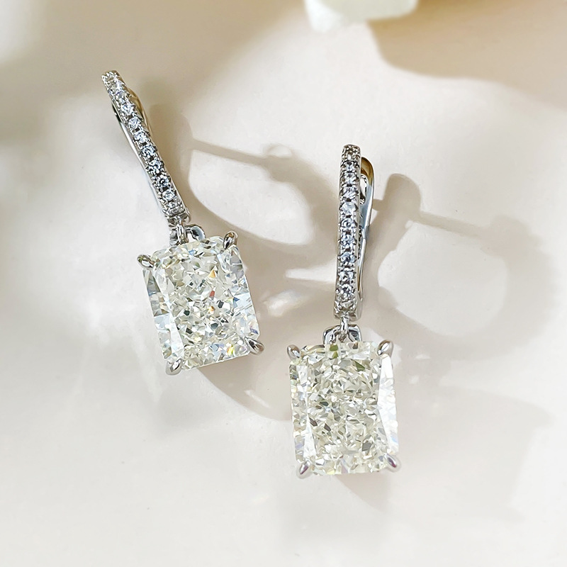 Sterg Sier Moissanite White Gemstones Eternity Dangle Earrings for Women